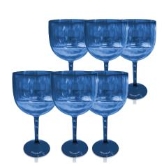 Kit 6 Taças Gin Azul Translúcido Acrílico Ps KrystalON
