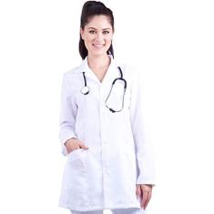 Jaleco Branco Feminino Acinturado Saúde Enfermagem Medicina