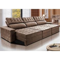Sofá Retrátil e Reclinável 3,85m Cama inBox Big Star. com SoftGel D40 Velupluma