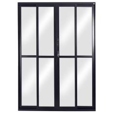 Porta Correr 4 Folhas Móveis Central Topsul 210x200cm Esquadrisul Preto