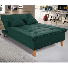 Sofá Cama Berlim Plus 3 Lugares em Veludo Império Estofados Verde