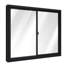 Janela de Alumínio de Correr Lateral 2 Folhas Móveis 100x150cm Riobras Preto
