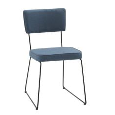 Cadeira Estofada Roma Daf Mobiliário Azul Jeans/Preto