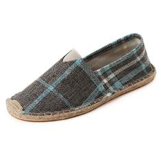 HYVEKOKA Alpargatas masculinas com lona clássica casual sem cadarço, Linho azul, 39