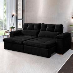 Sofá Retrátil e Reclinável 2 Lugares 200cm Vancouver Preto