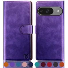SUANPOT Capa carteira para Google Pixel 9 5G/Google Pixel 9 Pro 6.3 com suporte de cartão de crédito com bloqueio RFID, capa protetora de couro PU flip book mulheres homens para Pixel 9 capa de