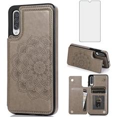 Asuwish Compatível com Samsung Galaxy A50 e protetor de tela de vidro temperado, compartimento para cartão celular, suporte de suporte, capa flip para celular Glaxay A 50 Gaxaly A50S A30S S50 50A A505