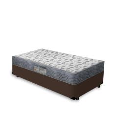 Cama Box Solteiro Marrom + Colchão D33 - Ortobom - Iso 100 78x188x53cm