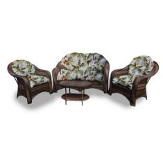 Conjunto de Sofá Fibra Sintética Naxos - 1 Sofá 2L + 2 Poltronas + 1 M