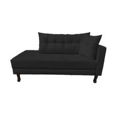 Divã Recamier Troya 1,80 Cm Lado Direito Suede Preto Grafite - Neros I