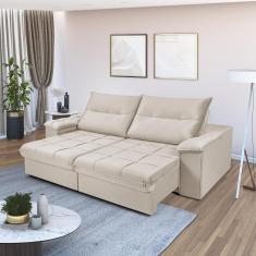 Sofá Dallas 2,90 Reclinável Conforto Sala De Casa Retrátil 5 Lugares Império Areia 162