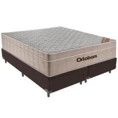 Cama Box Queen Marrom e Colchão Ortobom Airtech SpringPocket