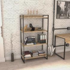 Estante para Livros Industrial 145cmx80cm 4 Prateleiras Kuadra