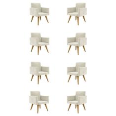 Kit 08 Cadeiras Poltronas Decorativa - Escritório - Recepção Cor:bege