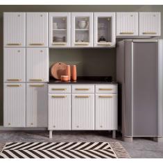 Cozinha De Aço Compacta Com Vidro 4 Peças Diamante Telasul Branco