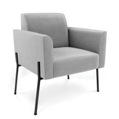 Sofá Namoradeira E Poltrona Pé De Ferro Preto Marisa Suede D03 - D'rossi Cor Cinza