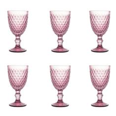 Conjunto De Taças De Vidro Para água 6 Peças 325 Ml Bico De Abacaxi Rosa Lyor