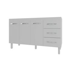 Balcão Armário Cozinha Gabinete Pia De 140 Cm Carine Com 3 Portas E 3 Gavetas Branco