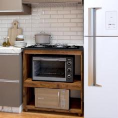 Balcão para Cooktop 4 Bocas 2 Nichos para Forno Turim - Kaiki Móveis