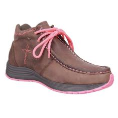 Tênis de Couro Feminino com Cadarço Rosa Cow Way 30022