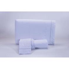 Jogo Lençol Casal Super King 3 Peças Branco 200 Fios Algodão