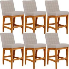 Kit 06 Banquetas Baixa Cozinha Bancada Bar Sala de Jantar Fixa Mila L0