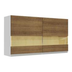 Armário de Cozinha Aéreo 120 cm 2 Portas com Vidro Branco/Rustic Glamy