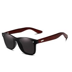 Óculos de Sol Kingseven Retro Hastes de Madeira com Proteção Uv400 R5788F1 (Preto)