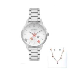 Kit Relógio Condor Feminino Prata Copc21Aedu/K4K Colar