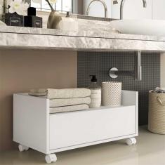 Gabinete Armário Banheiro 60 cm c/ Rodízios Multimóveis Branco