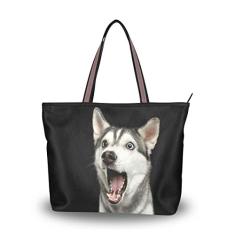 Bolsa de ombro My Daily feminina Surprised Siberian Husky Dog, Multi, Medium