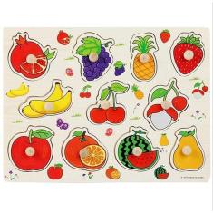 Quebra Cabeça Montessori De Madeira 30Cm - Frutas