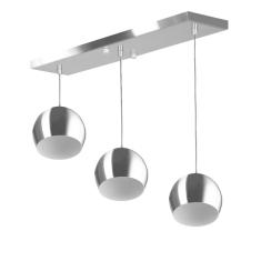 Lustre Pendente Bola Triplo Base Retangular Escovado