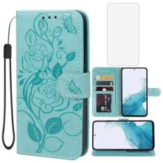 Vavies Capa para Galaxy A54 5G, capa carteira para Samsung A54 5G SM-A546E com protetor de tela de vidro temperado, capa de couro floral com suporte para cartão de crédito para Samsung Galaxy A54 5G