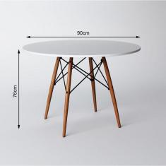 Sala De Jantar Mesa Eames Eiffel Branca 90cm Com 4 Cadeiras Pretas