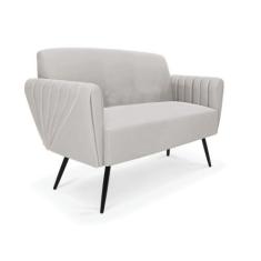 Sofá Namoradeira Pés Palito de Ferro Bruna Veludo - D'Rossi, Cinza