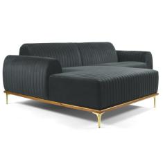 Sofá 300cm 5 Lugares com Chaise Esquerdo Pés Gold Molino B-317 Veludo 