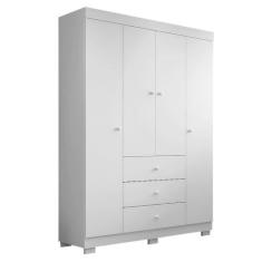 Guarda Roupa Infantil 136cm 4 Portas 3 Gavetas Duda Branco - Phoenix -