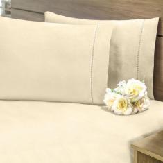 Jogo Lençol Queen Size 3 Peças 100% Algodão 200 Fios Percal Caqui Cant