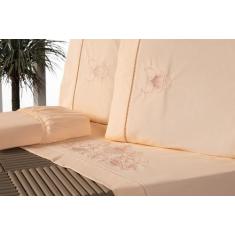 Jogo Lençol p/ Cama King Size Bordado Crivo 4 Peças 100% Algodão 180 F