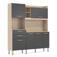 Cozinha Compacta Select 6 Portas E 2 Gavetas Avena Grafito - Demóbile Avena Grafito