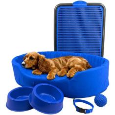 Kit Pet Grande Cama Europa Sanitário Comedouro Coleira Bola - Generic,