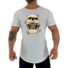 Camiseta Longline Manga Curta MXD Conceito Hardcore Skull, G, Branco