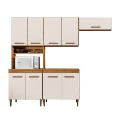 Cozinha Modulada 9 Portas Atenas Kaiki Móveis, Nature/Off