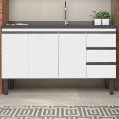 Balcão para Cozinha em Aço 144cm 3 Portas 3 Gavetas Netuno