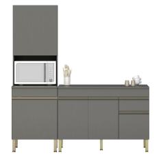 Paneleiro E Balcão Gabinete Com Tampo 150cm Lina K02 Gris - Mpozenato