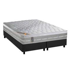 Cama Box King: Colchão Molas  Ensacadas Castor Premium Gel + Base CRC Suede Gray (193x203)