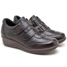 Sapato Conforto Feminino Tênis Ortopédico Anabela tiras autocolantes -