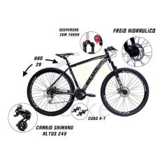 Bicicleta Aro 29 Ecos 24 Marchas, Rodas K7 8v, Cambio Shimano Altus, Freios Hidráulicos E Suspensão-Unissex