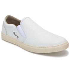 Tênis Iate Masculino Slip On Casual Sapatênis Sem Cadarço Elástico Calce Fácil Em Couro Macio-Masculino